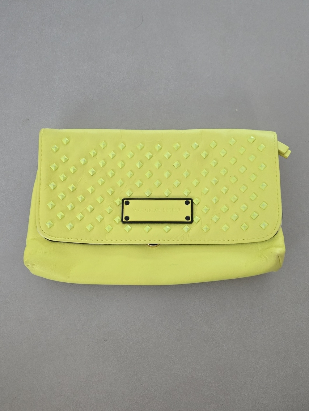Victoria's Secret Neon Yellow Studded Cosmetic Clutch Bag